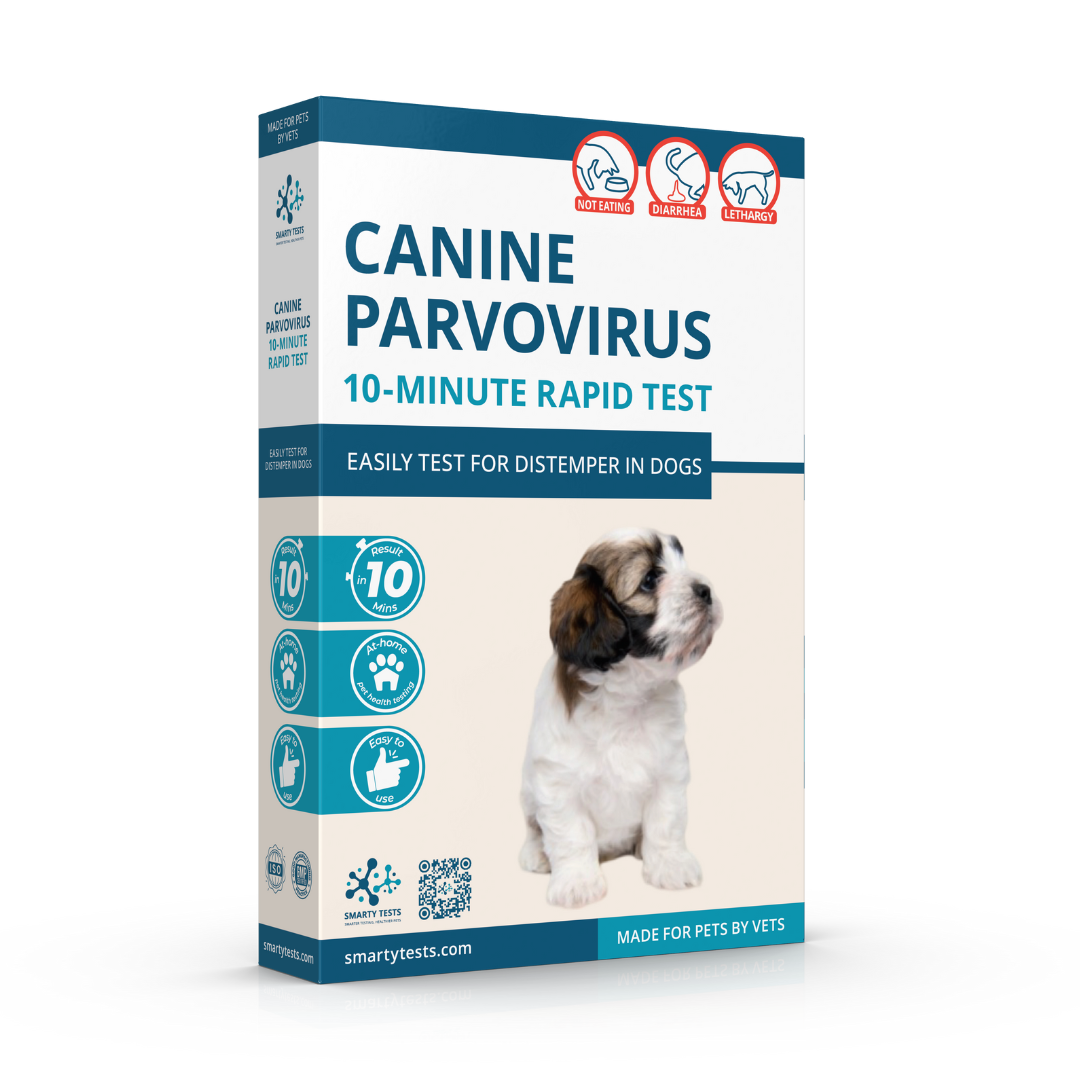 Canine Parvovirus Rapid Test Kit by Smarty Tests, fast and easy 10-minute results for dog health