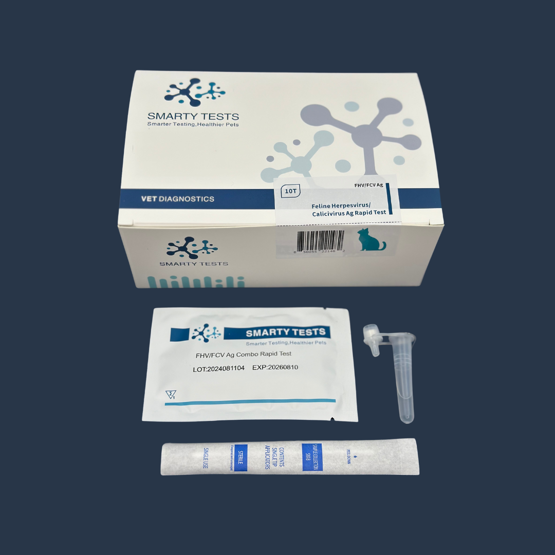Smarty Tests feline herpes test kit includes rapid test components for easy pet diagnostics