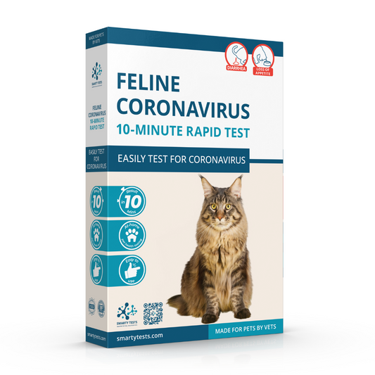 Smarty Tests Feline Coronavirus Rapid Test in packaging for easy 10-minute testing at home